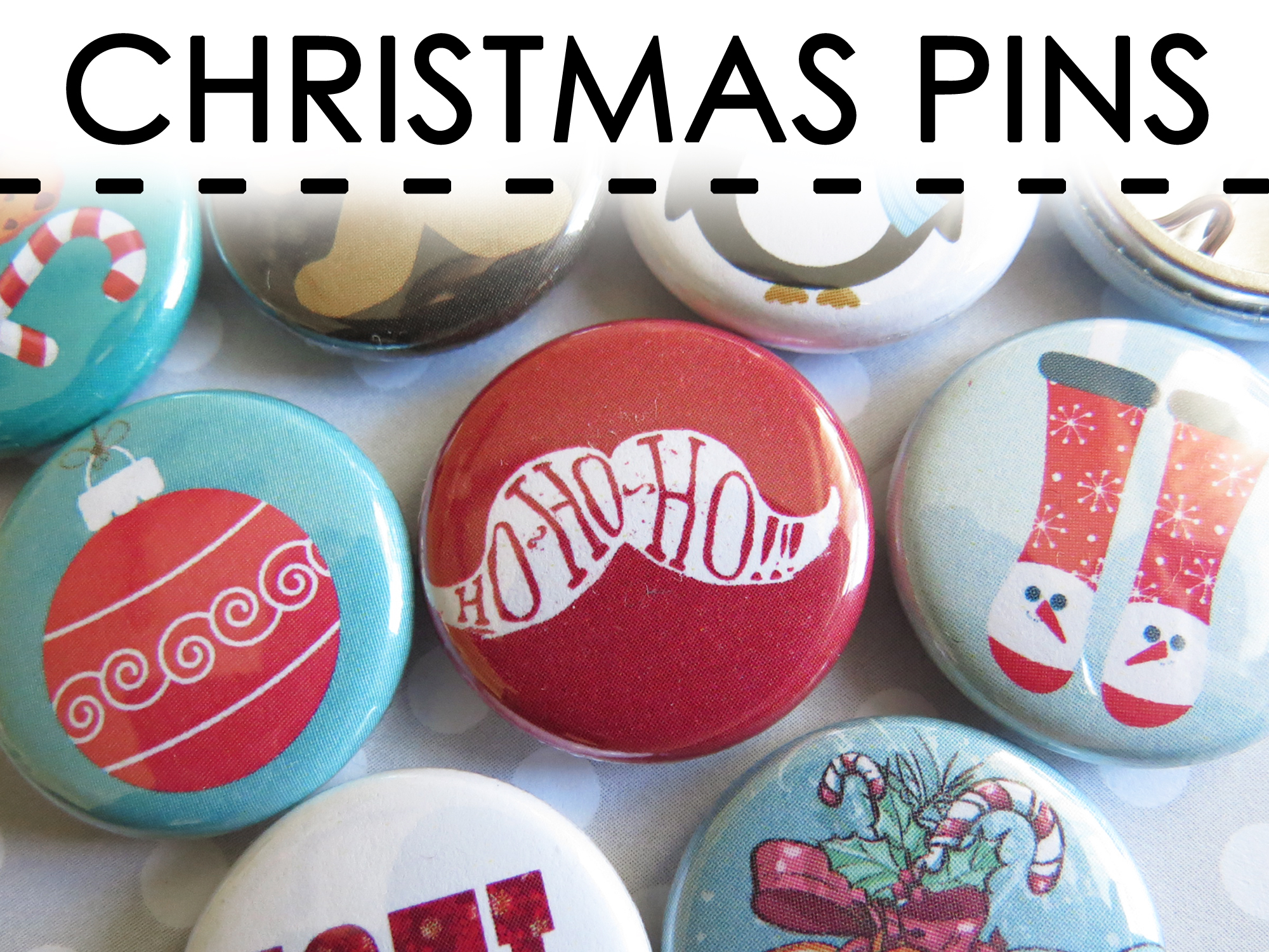 Holiday Button Kit, Holiday Pin-Back Buttons