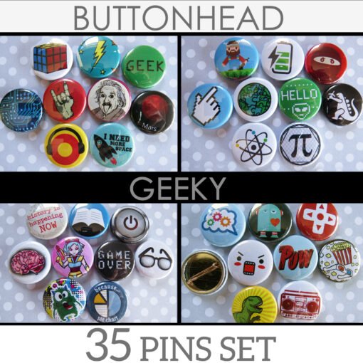 Buttons Pins Theme Sets – Art, Cute, Funny, Geeky, Political, Punk,  Inspirational, School