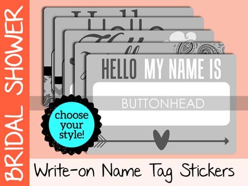 Wedding Name Tags Bridal Shower Name Tags Stickers